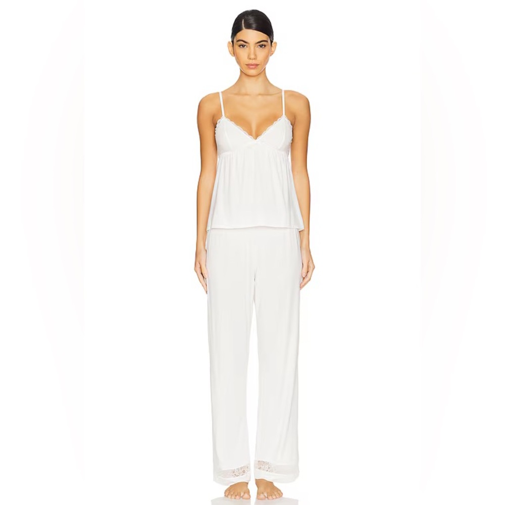 Eberjey White Elegant Pajama Set with Camisole and Pants